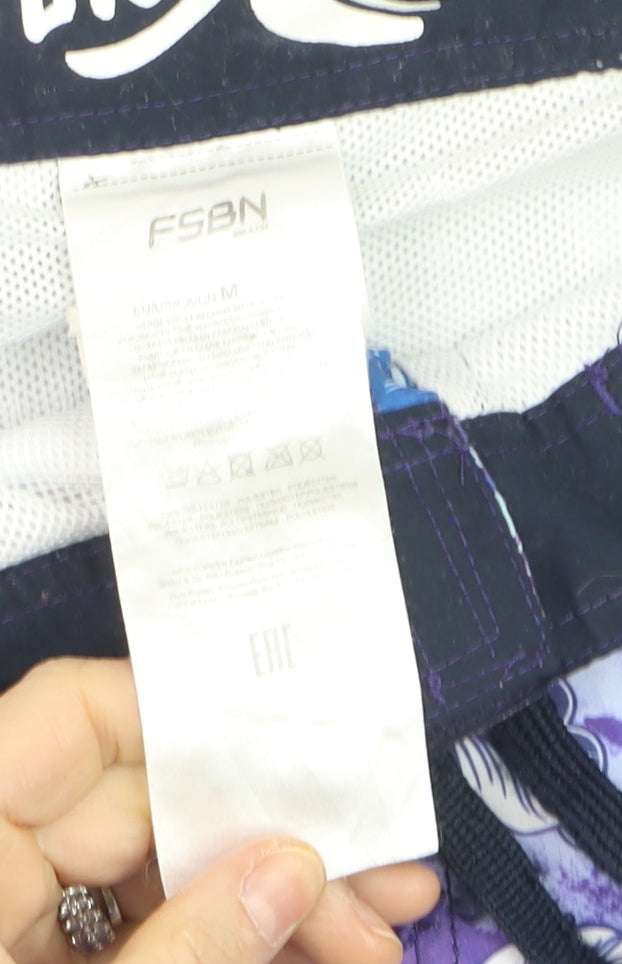 FSBN Men's Purple Floral Hawaiian Swim Shorts M