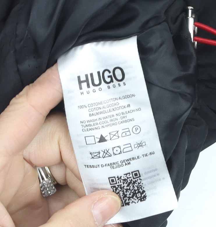 HUGO BOSS Boys Black Red Full Zip Hoodie Size 4 Years Cotton Hooded