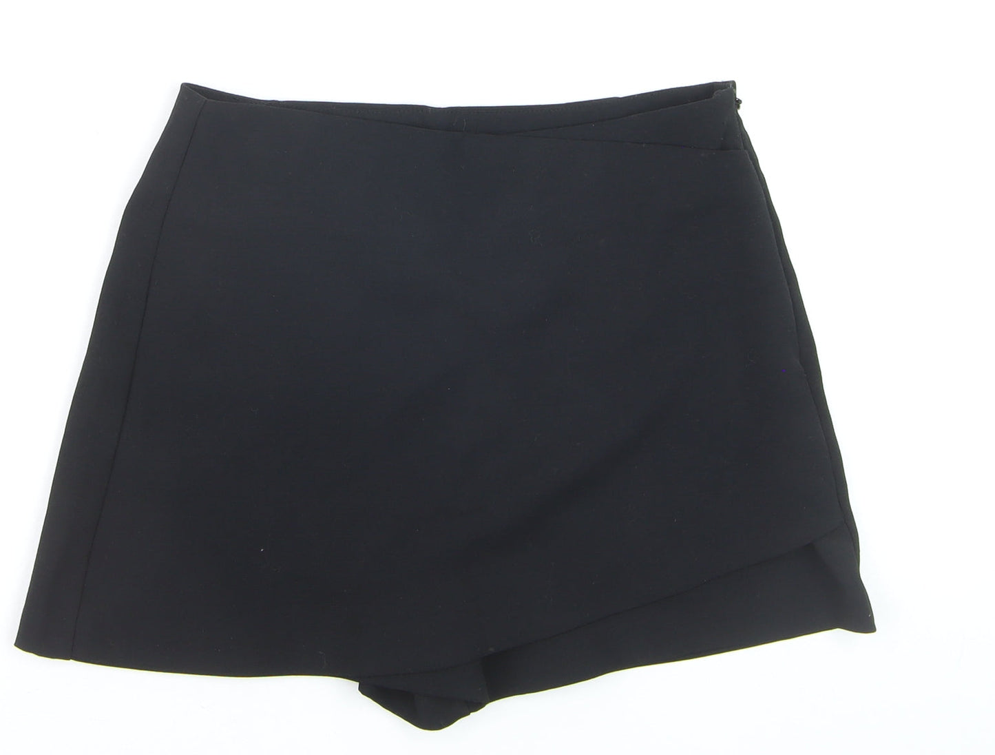 Stradivarius Women Black Skort Shorts Size S Asymmetrical Wrap Design
