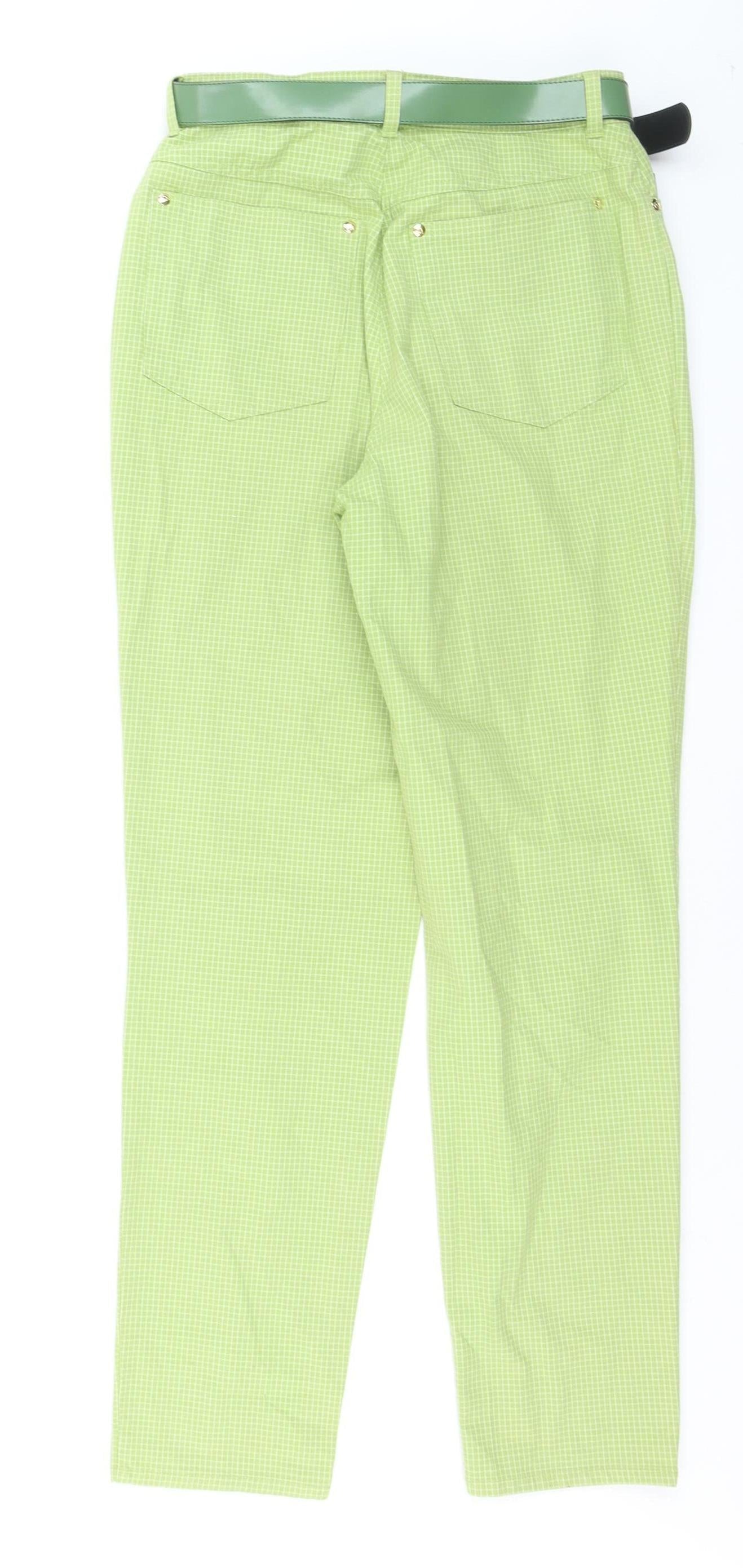 Gardeur Women’s Green Check Slim Chino Trousers Size 12