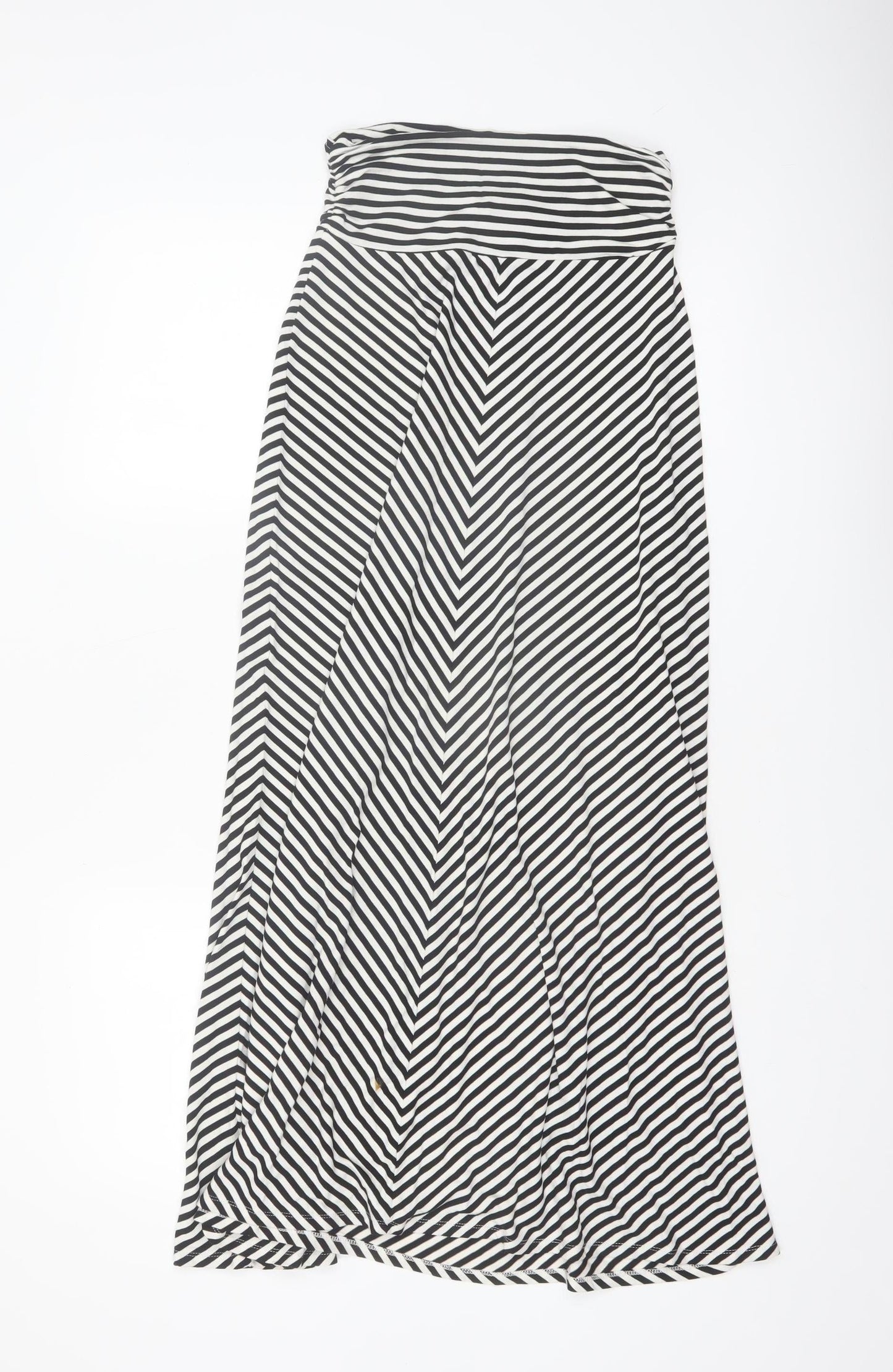 Merona Women's Black Striped Long A-Line Stretch Skirt XS