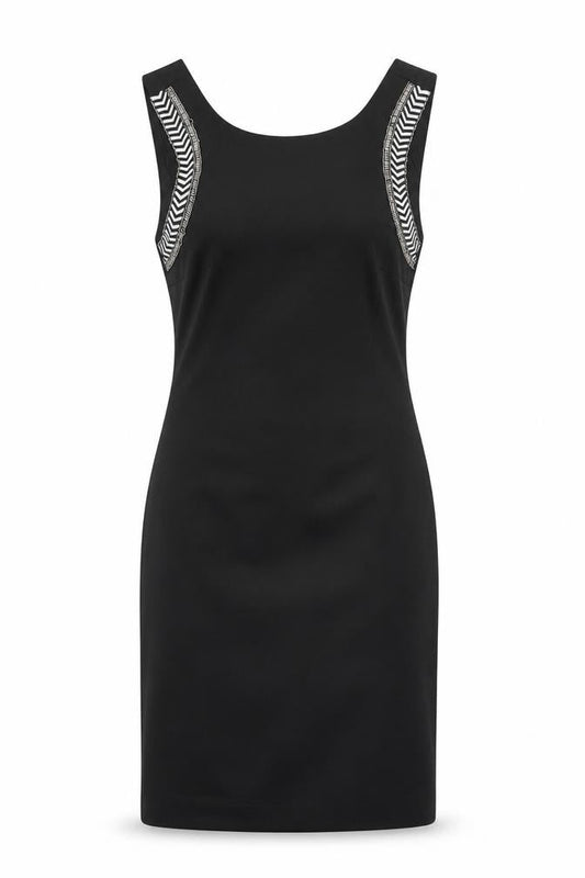 Zara Women Black XS Sleeveless Sheath Dress Beaded Detail