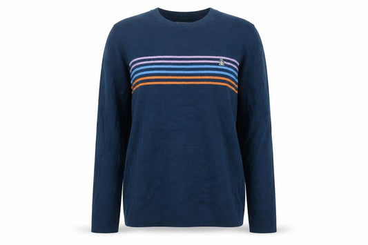 Original Penguin Women's Blue Striped Cotton Jumper L Crew Neck