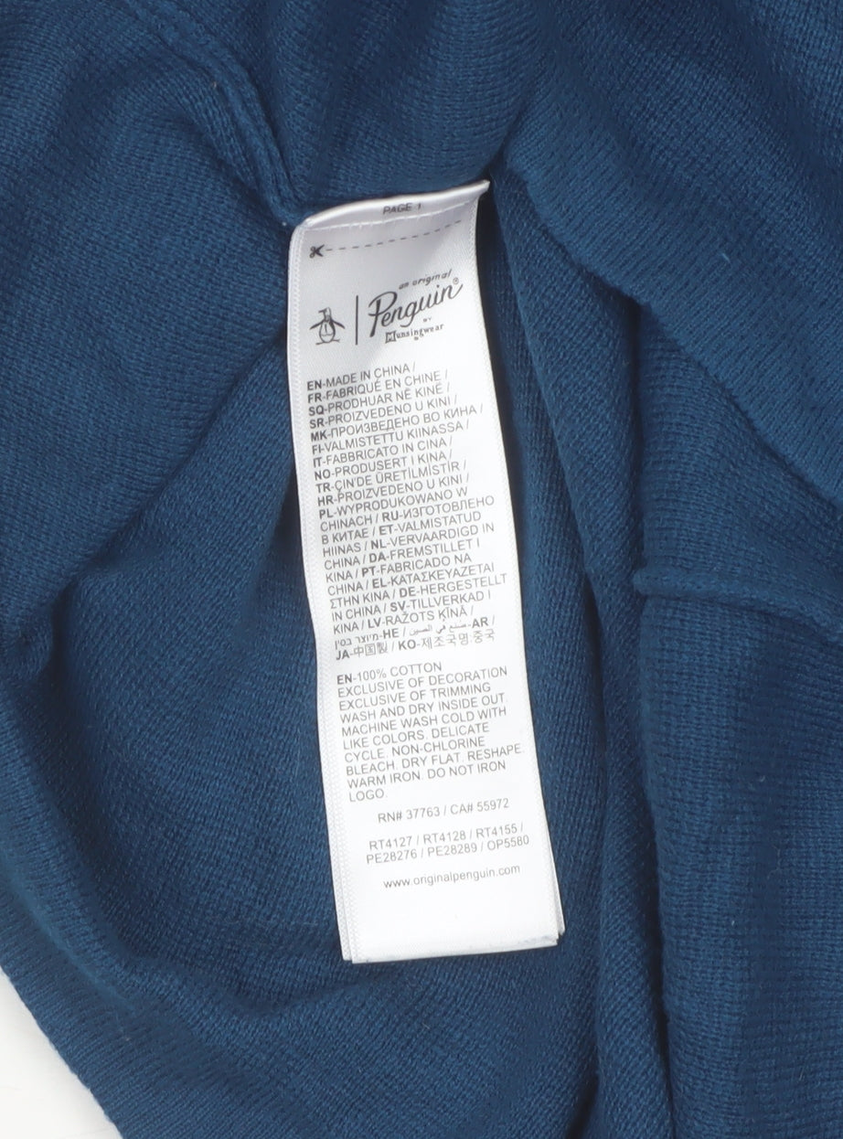 Original Penguin Women's Blue Striped Cotton Jumper L Crew Neck