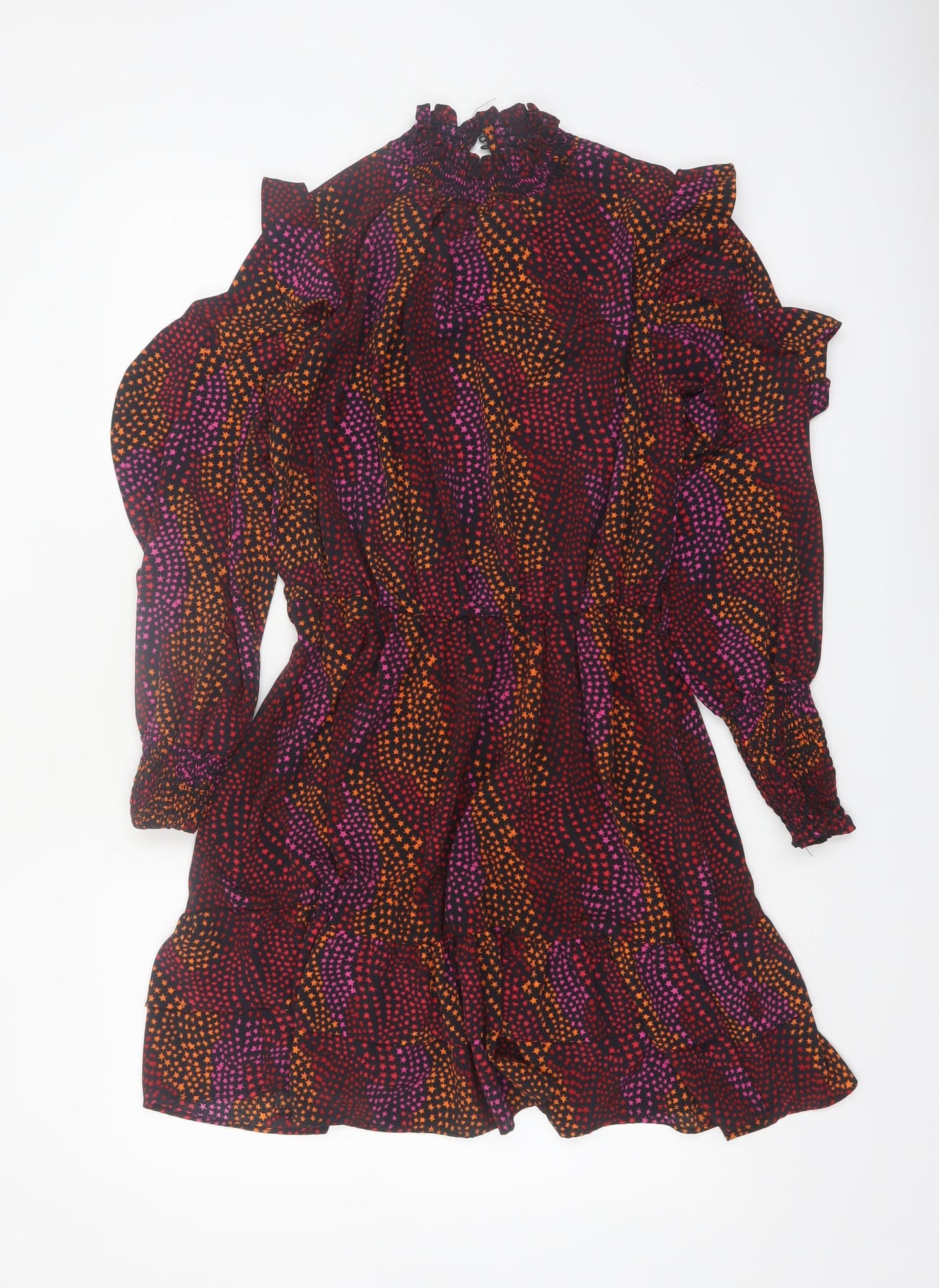 Savida Women Multicoloured Star Ruffle Fit & Flare Dress Size 10