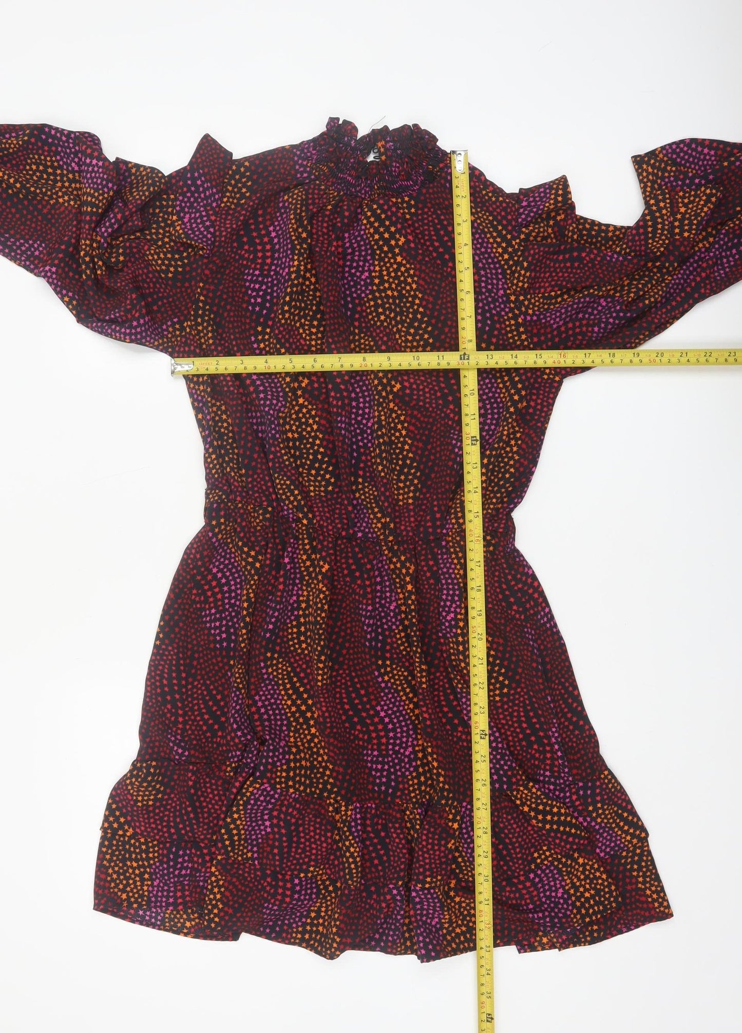 Savida Women Multicoloured Star Ruffle Fit & Flare Dress Size 10