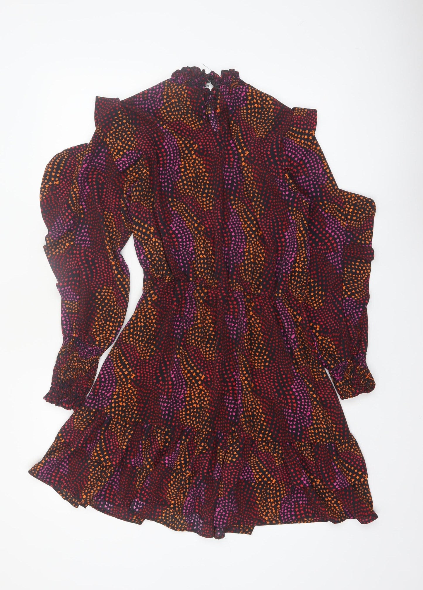 Savida Women Multicoloured Star Ruffle Fit & Flare Dress Size 10