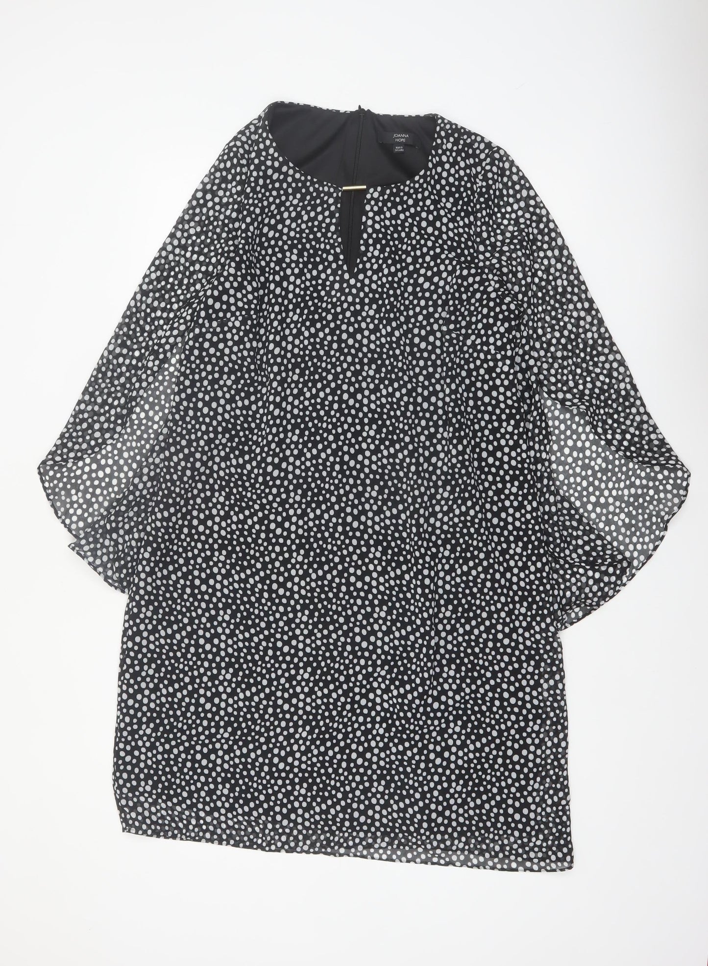 Joanna Hope Women Black Polka Dot Shift Dress Size 12