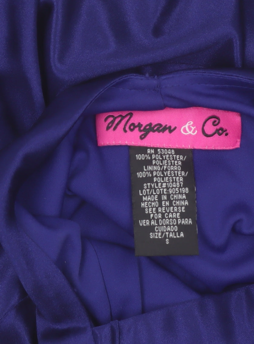 Morgan & Co. Women's Blue Satin Bodycon Party Dress Size S