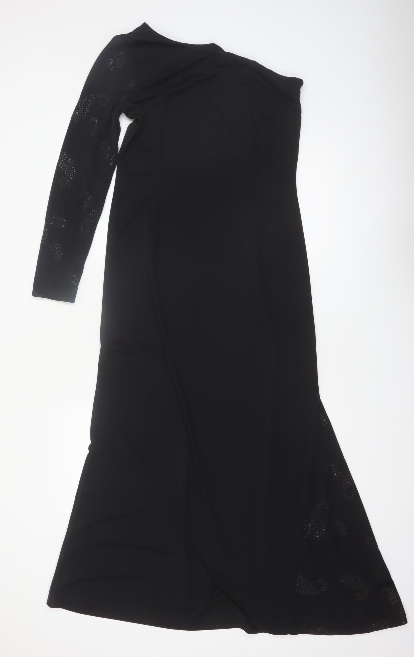 Régine Women’s Black Size 12 One Shoulder Long Evening Dress