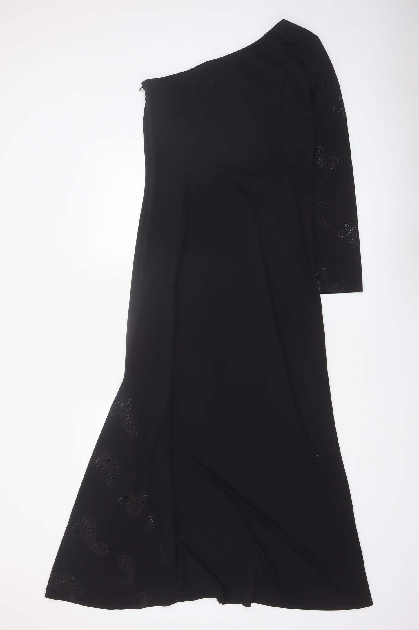 Régine Women’s Black Size 12 One Shoulder Long Evening Dress