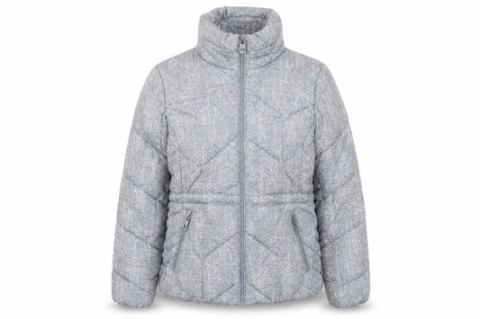 Marks & Spencer Women Grey Herringbone Quilted Puffer Jacket Size 10