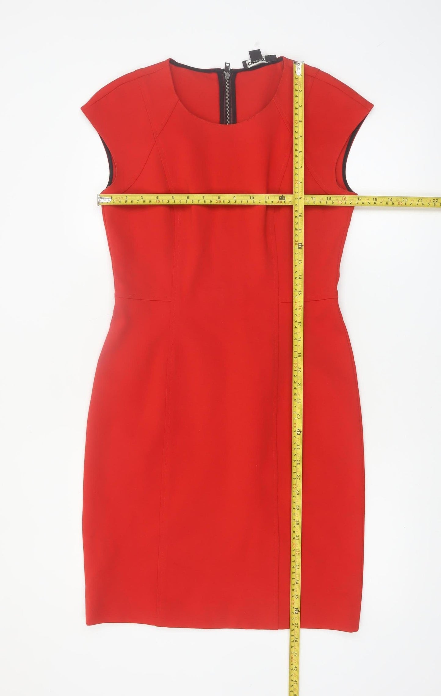 DKNY Women’s Red Sleeveless Sheath Dress Size 10 Knee Length