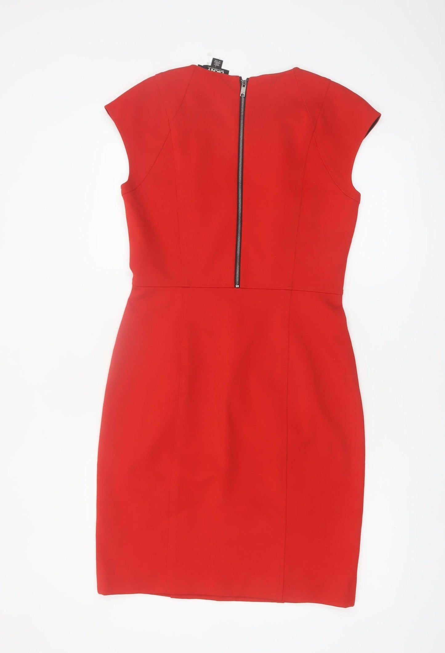 DKNY Women’s Red Sleeveless Sheath Dress Size 10 Knee Length