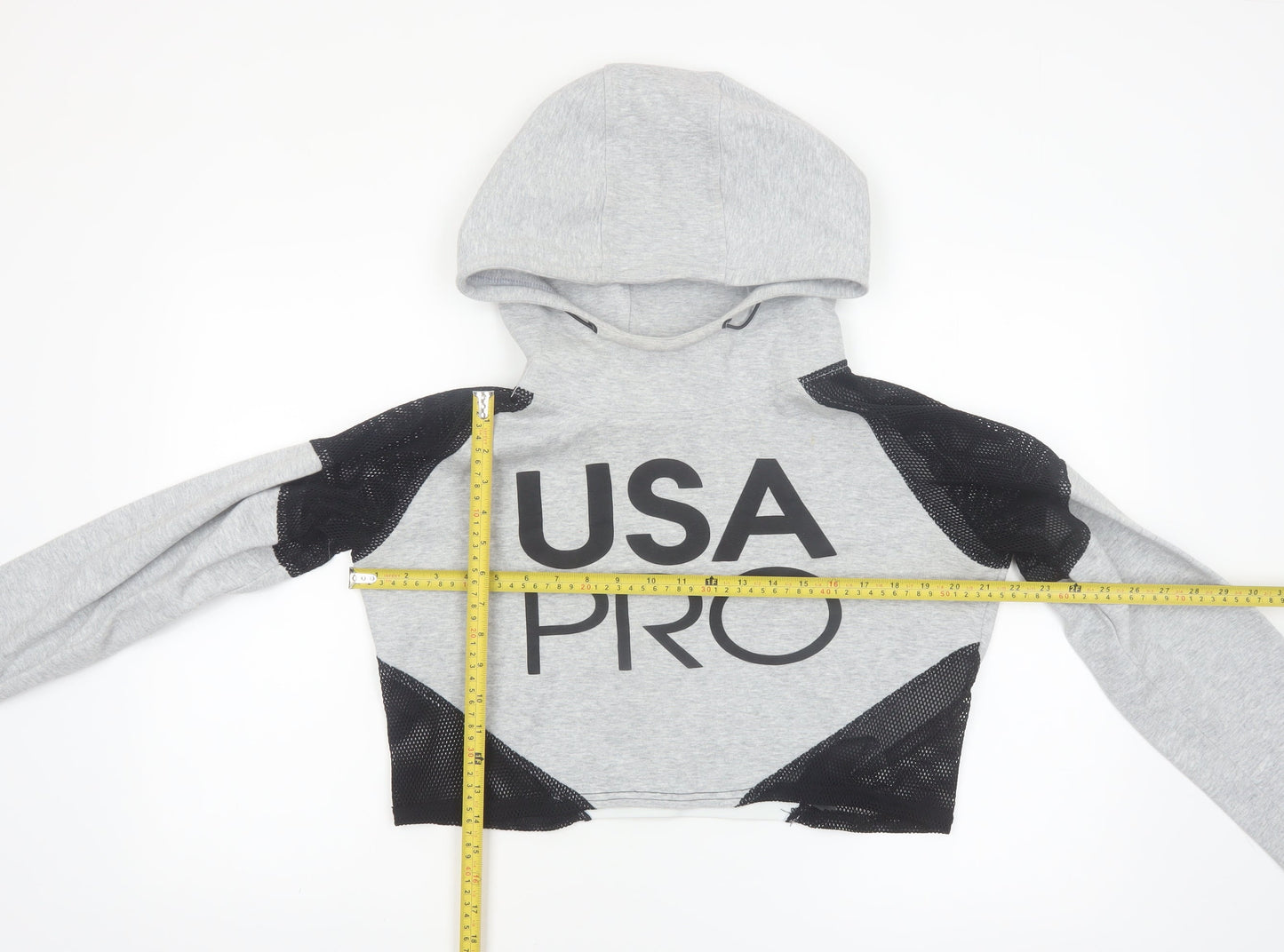 USA Pro Womens Grey Crop Hoodie Size 10 Hooded Sportswear