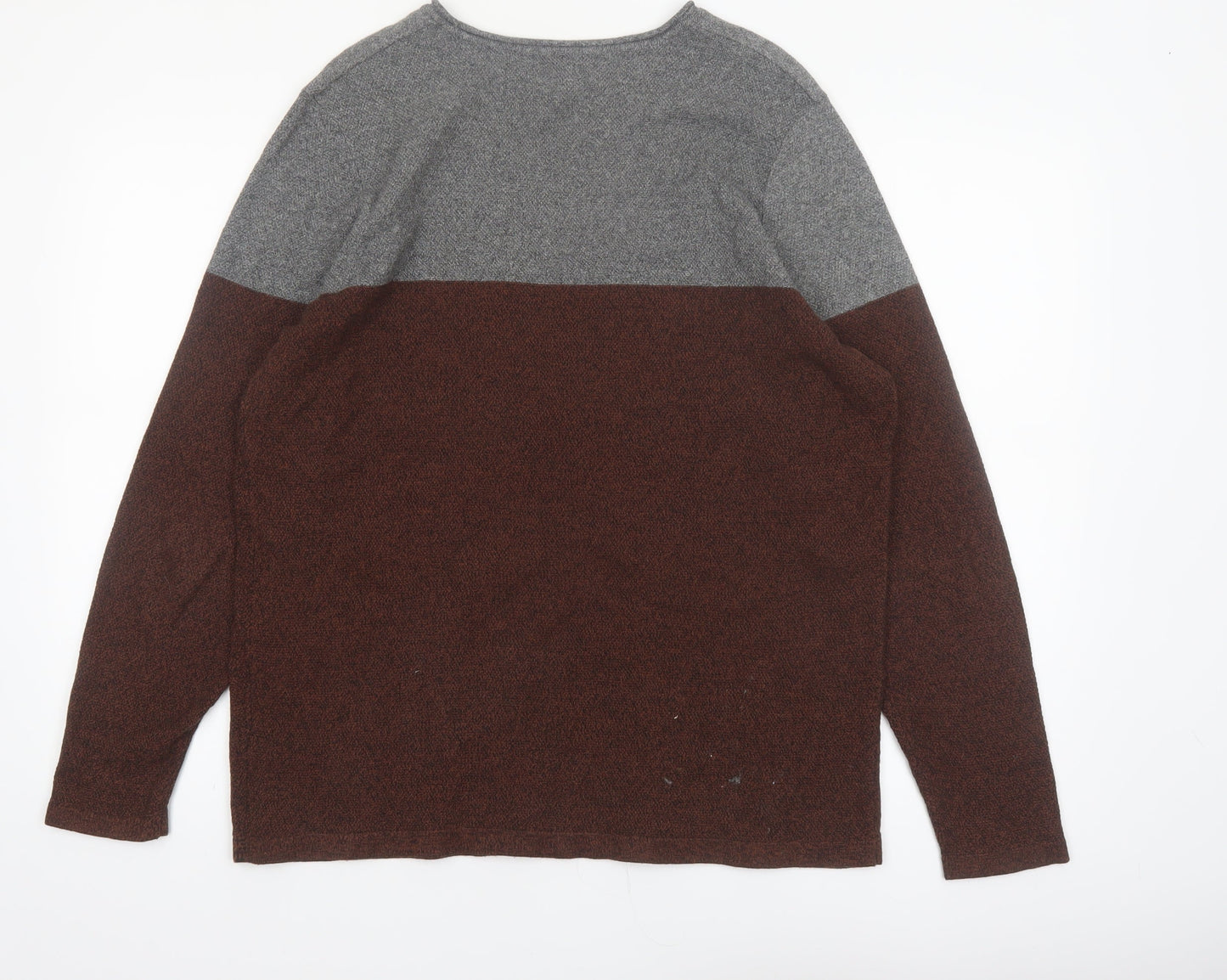 Red Herring Men’s Grey Brown Cotton Crew Neck Jumper Size L