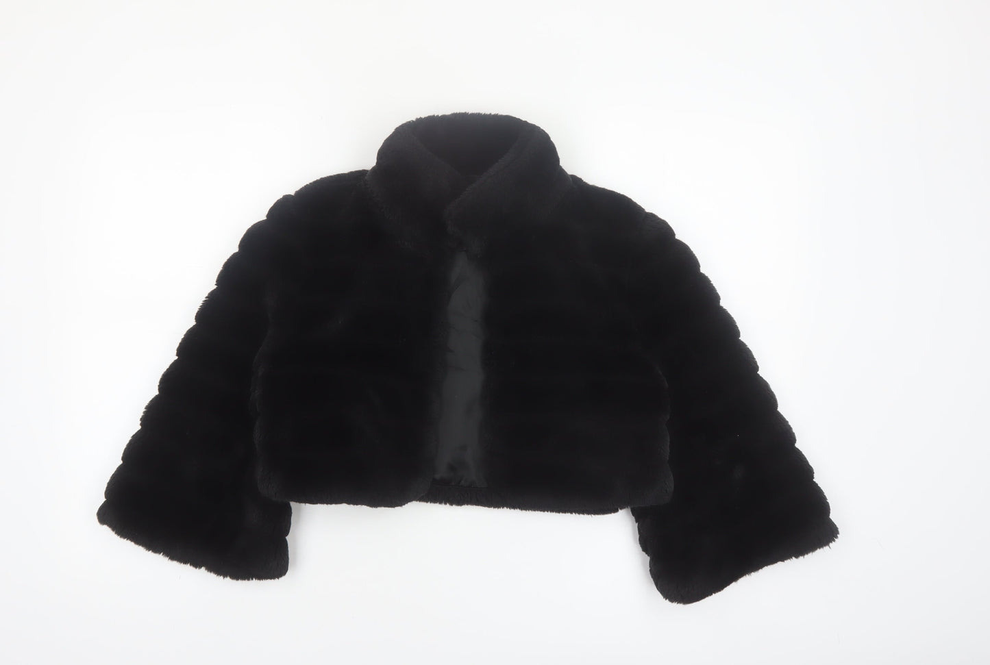 Début Women's Black Faux Fur Cropped Jacket Size 10 Formal Evening Wear