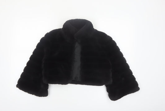 Début Women's Black Faux Fur Cropped Jacket Size 10 Formal Evening Wear