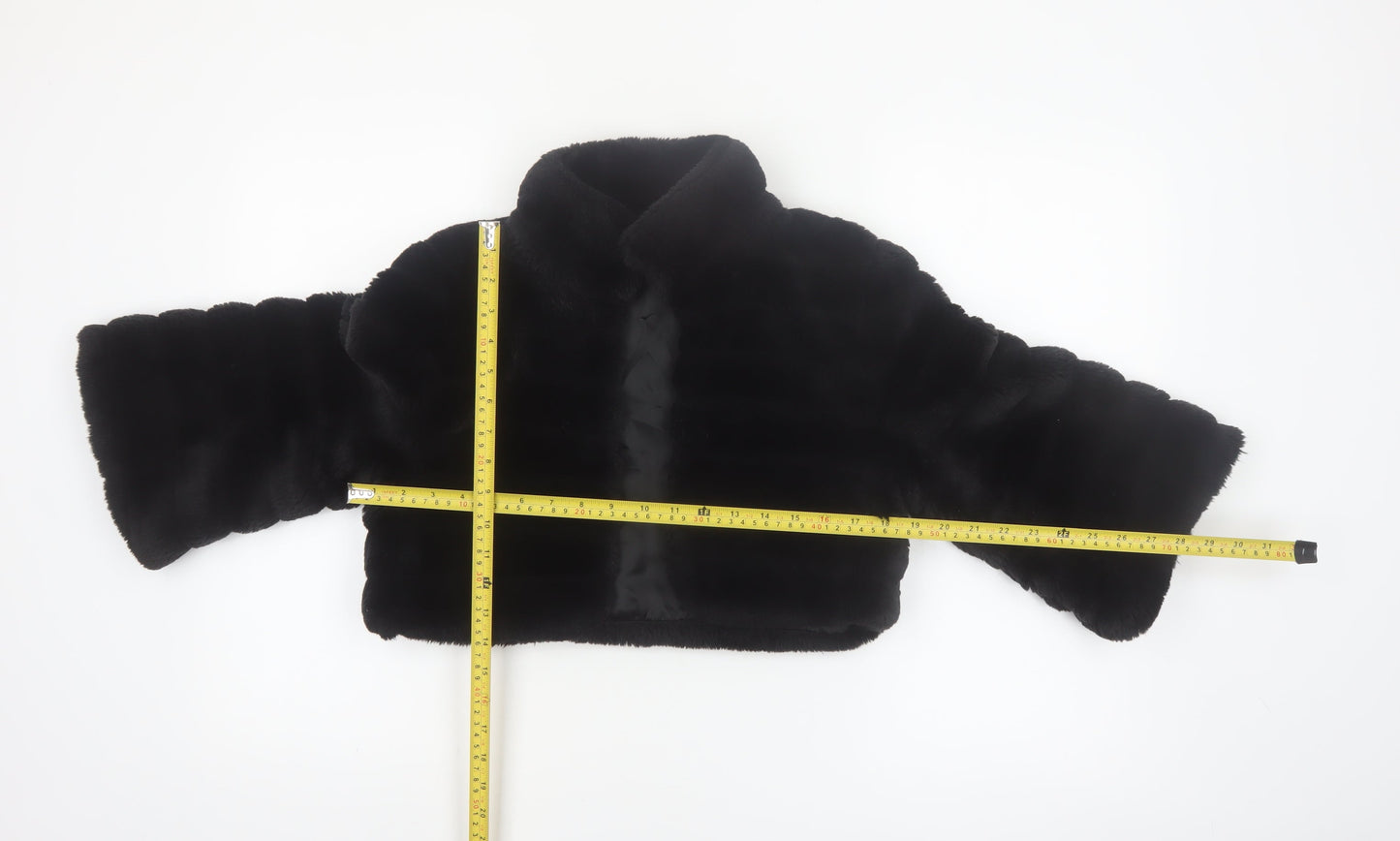 Début Women's Black Faux Fur Cropped Jacket Size 10 Formal Evening Wear