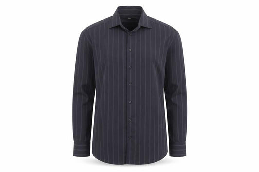 Venti Men's Black Striped Long Sleeve Cotton Button-Up Shirt Size 43