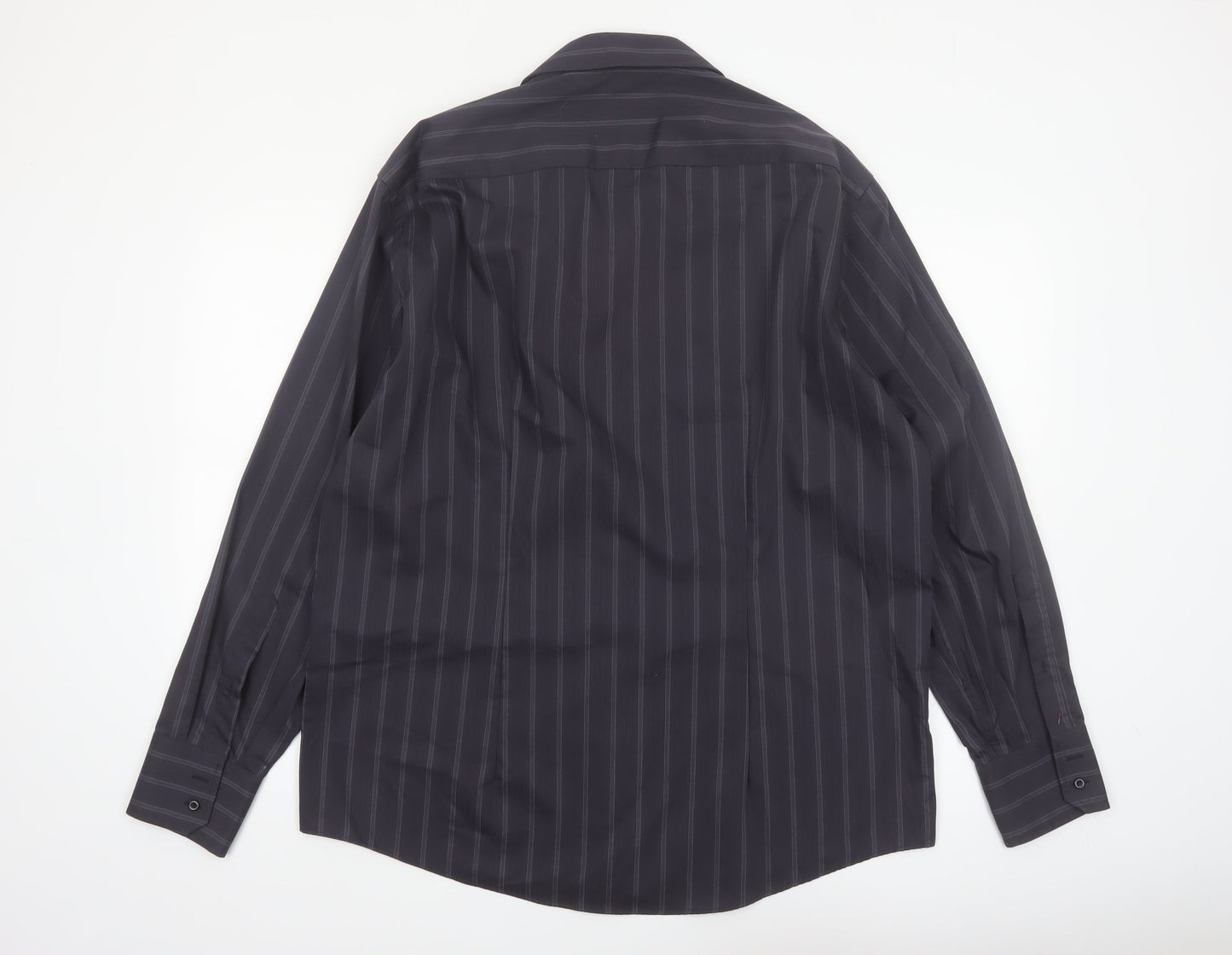 Venti Men's Black Striped Long Sleeve Cotton Button-Up Shirt Size 43