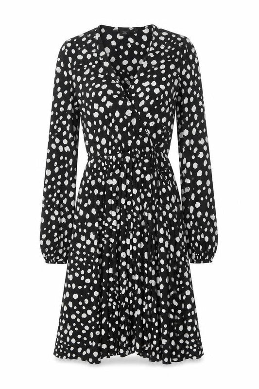 River Island Women’s Black Polka Dot Wrap Dress Size 8
