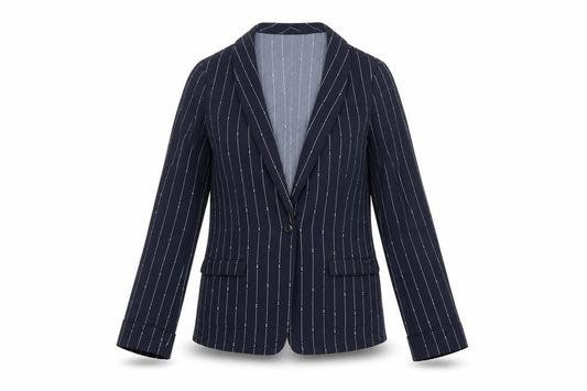 Scotch & Soda Women's Navy Pinstripe Single-Breasted Blazer Size S