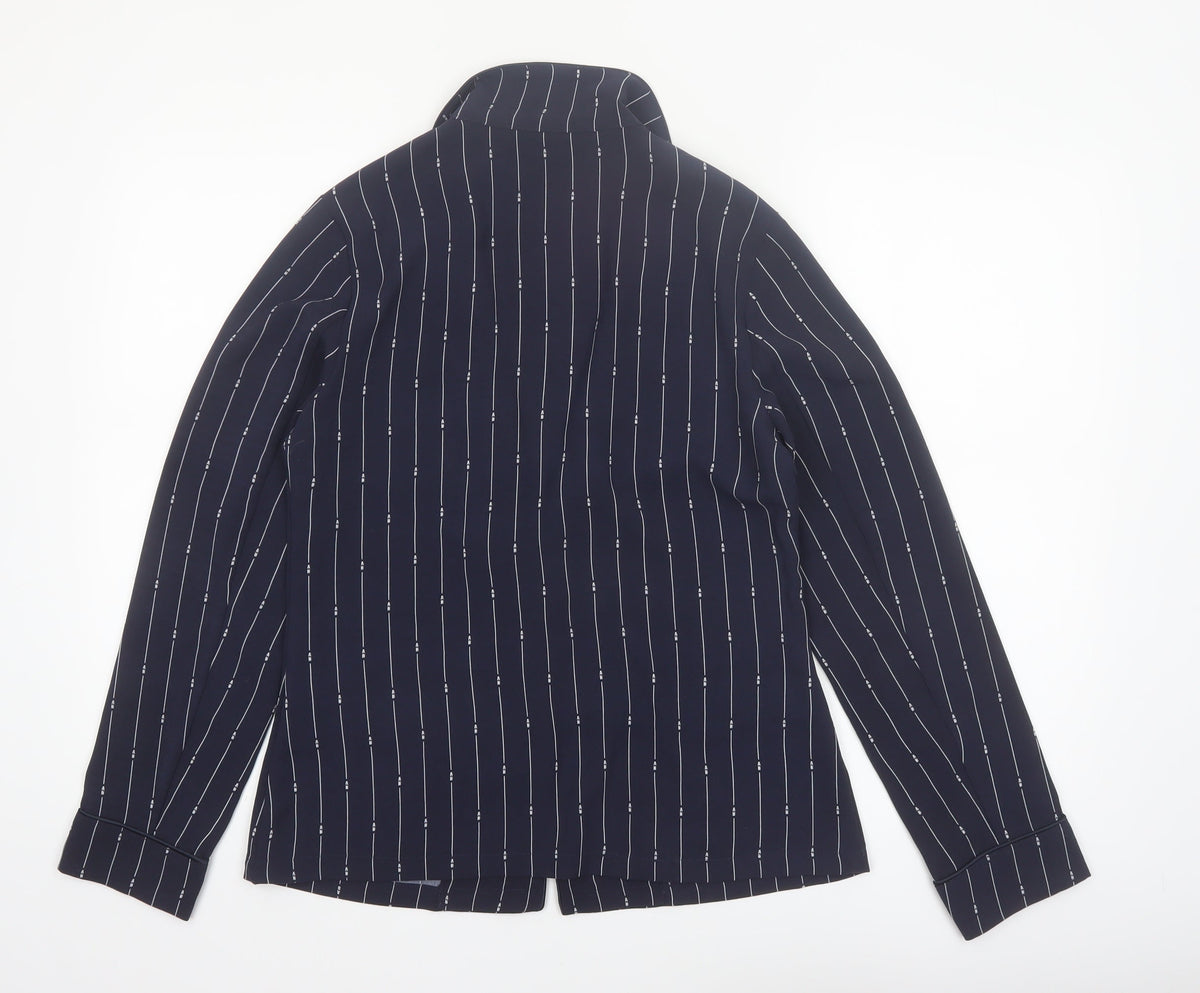 Scotch & Soda Women's Navy Pinstripe Single-Breasted Blazer Size S