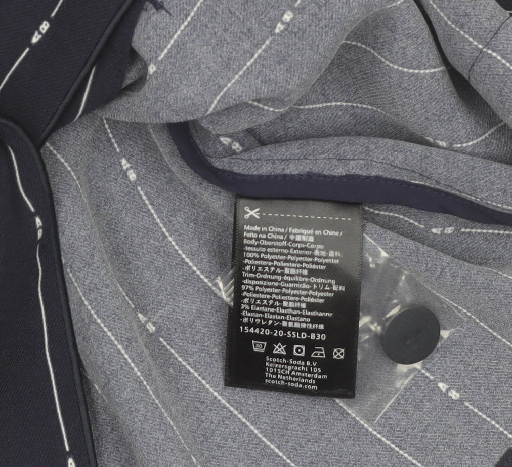 Scotch & Soda Women's Navy Pinstripe Single-Breasted Blazer Size S