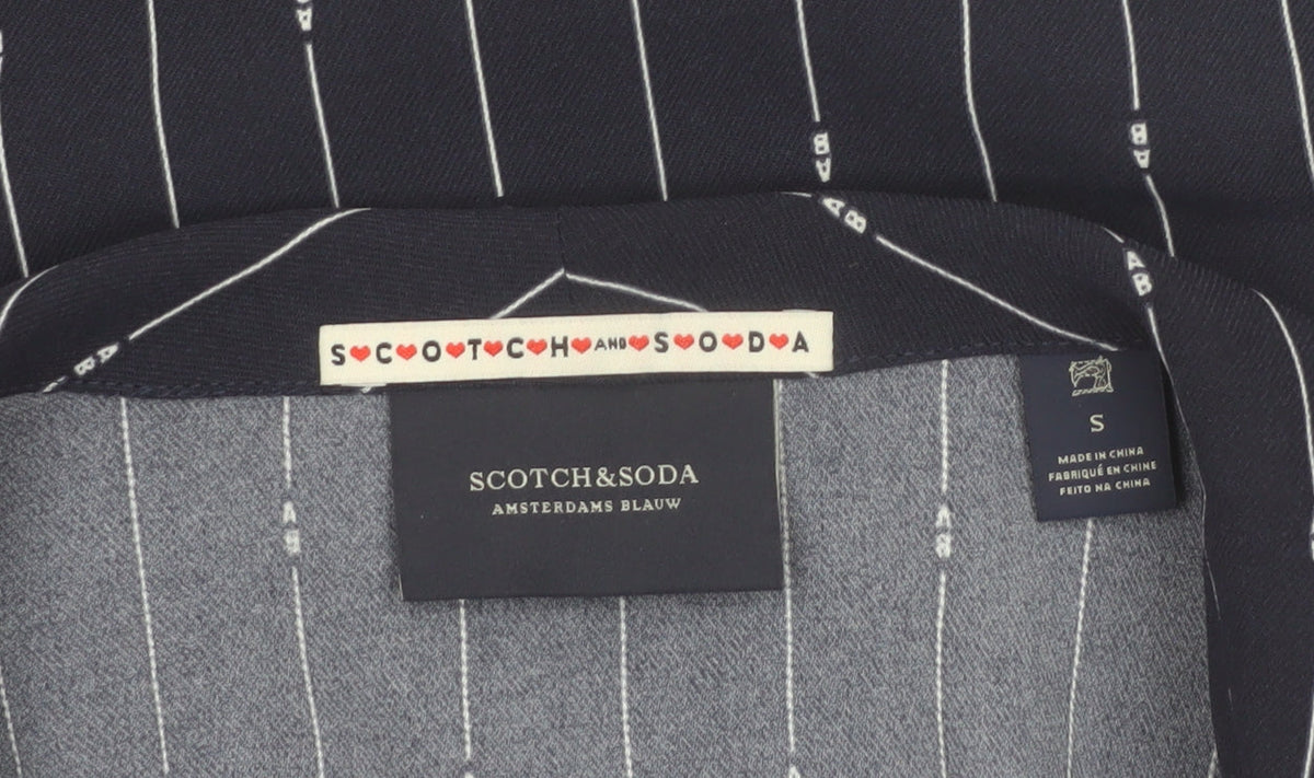 Scotch & Soda Women's Navy Pinstripe Single-Breasted Blazer Size S