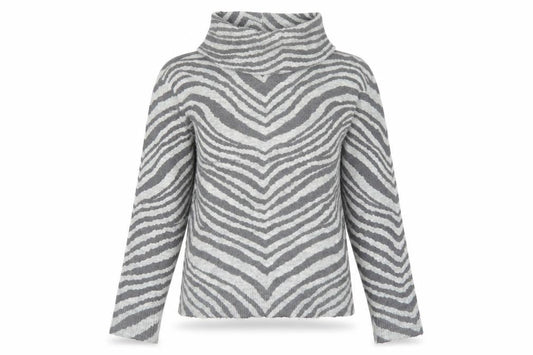 Oasis Women’s Grey Zebra Roll Neck Jumper XS Knit Pullover