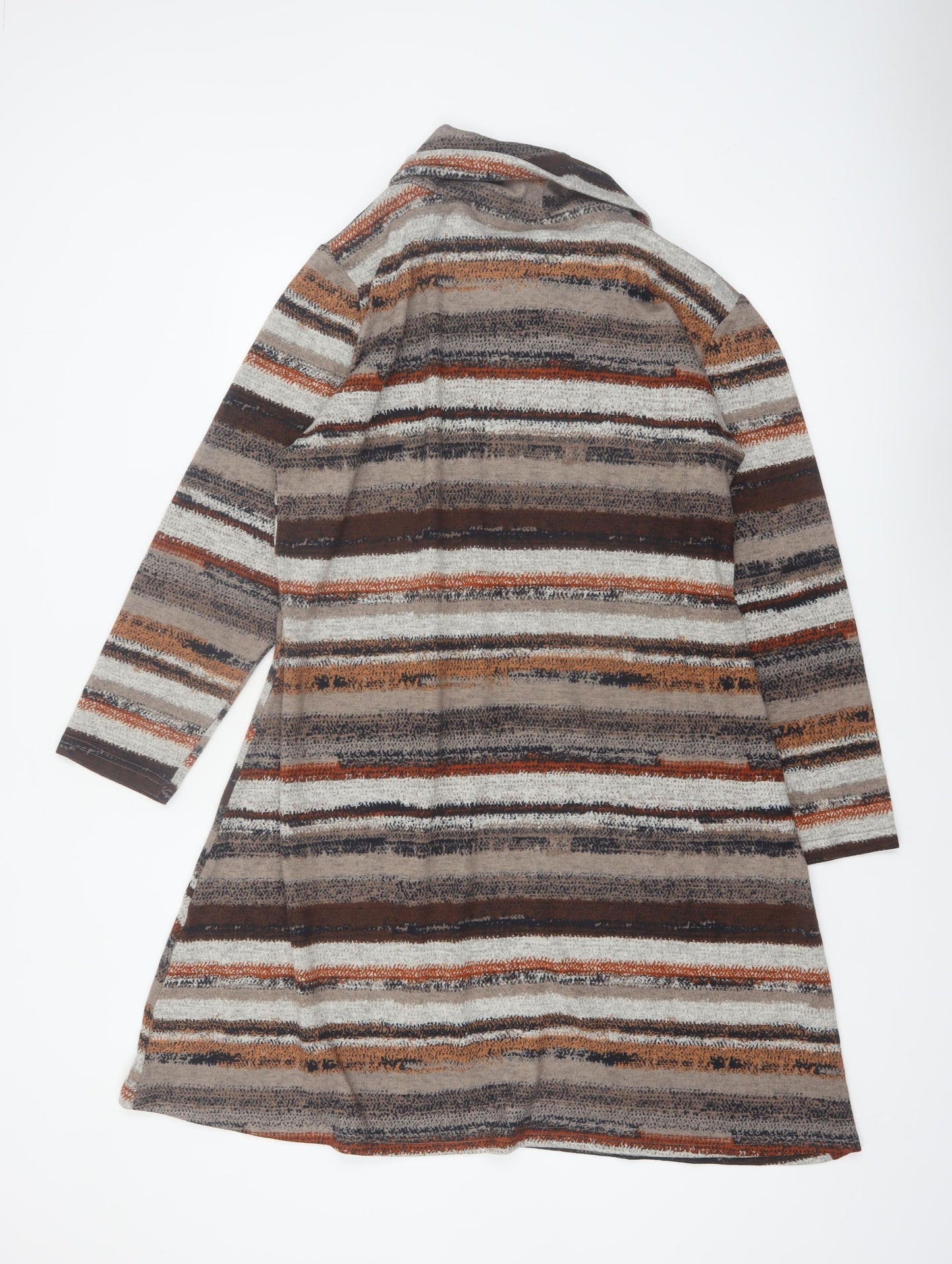Paco Boutique Women Brown Striped Roll Neck Knit Shift Dress Size 16