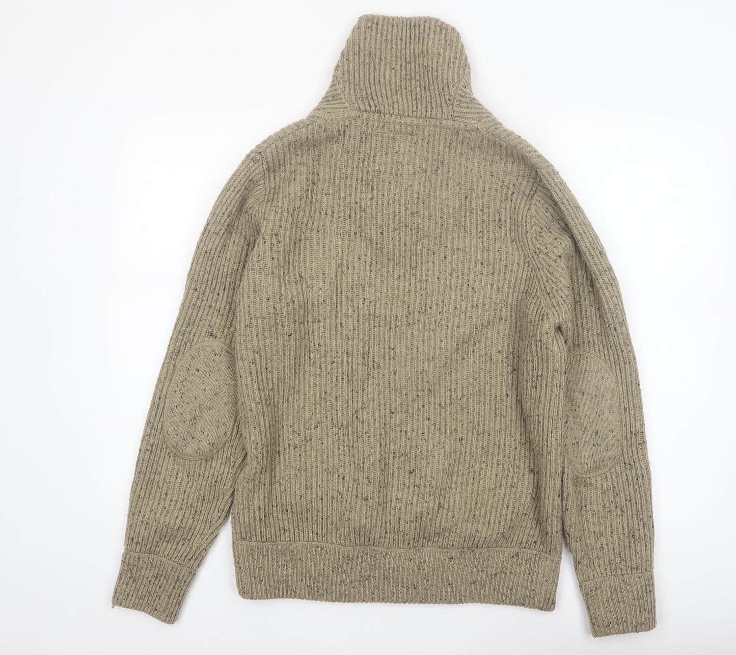 Next Men's Beige Shawl Neck Chunky Knit Pullover Jumper M
