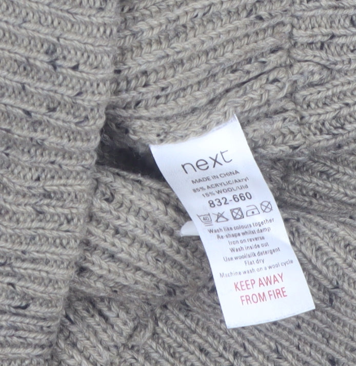 Next Men's Beige Shawl Neck Chunky Knit Pullover Jumper M