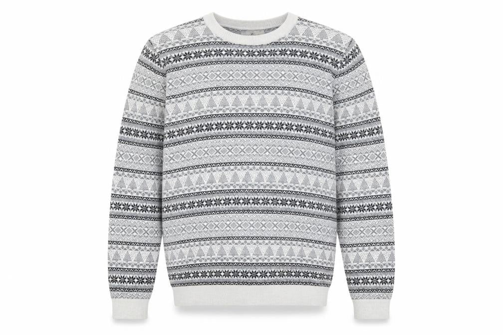 Next Men's Grey Fair Isle Cotton Crew Neck Jumper Size M