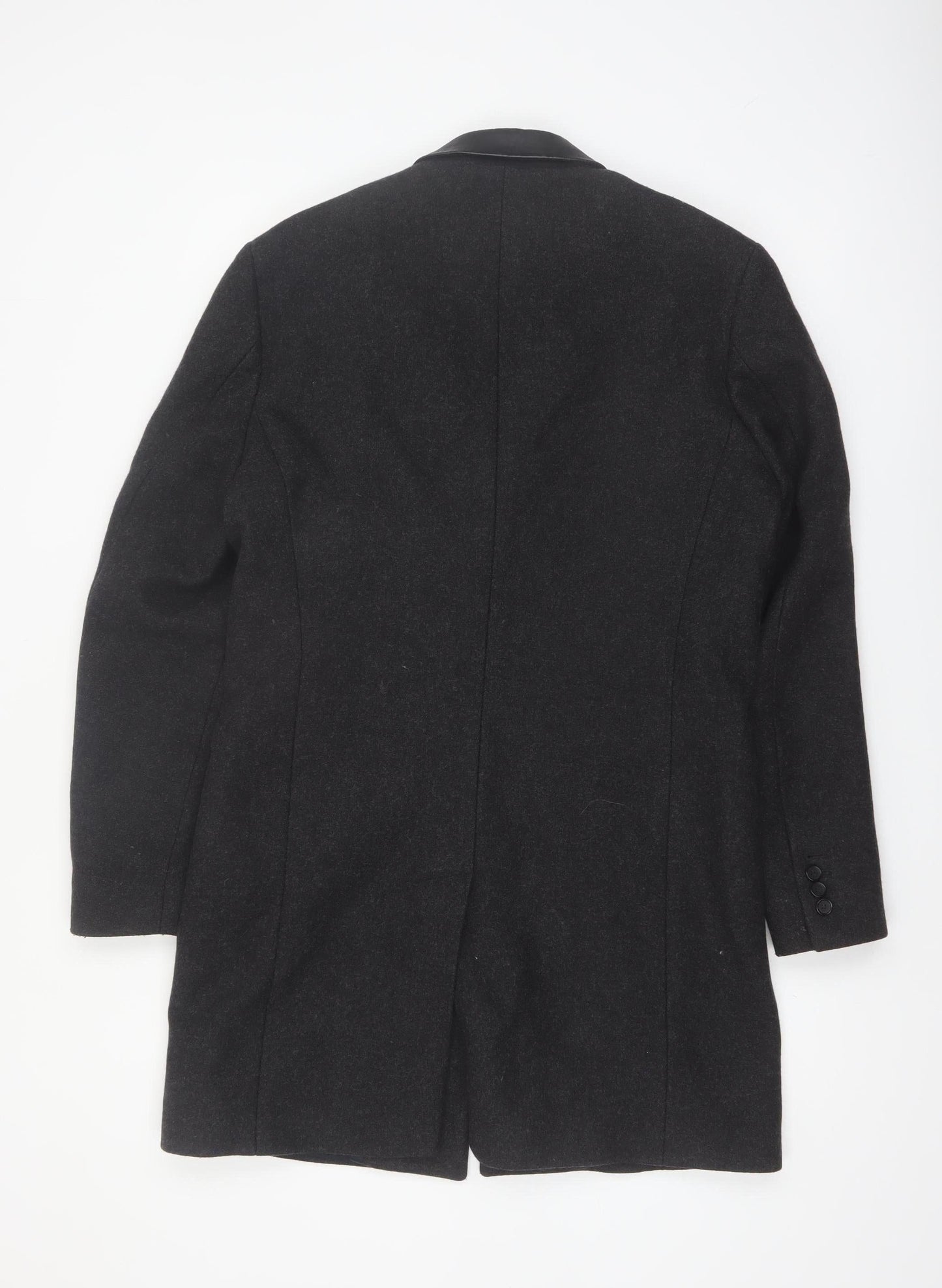 The Kooples Men's Black Wool Blend Slim Fit Overcoat Size 48