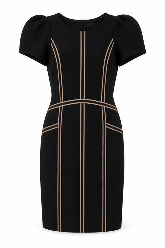 Bastyan Women’s Black Size 12 Sheath Work Dress with Puff Sleeves