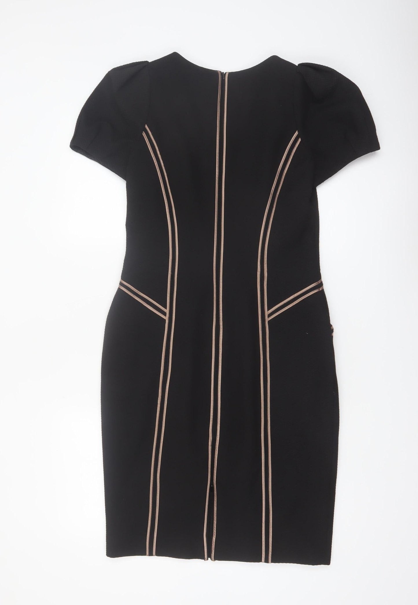 Bastyan Women’s Black Size 12 Sheath Work Dress with Puff Sleeves