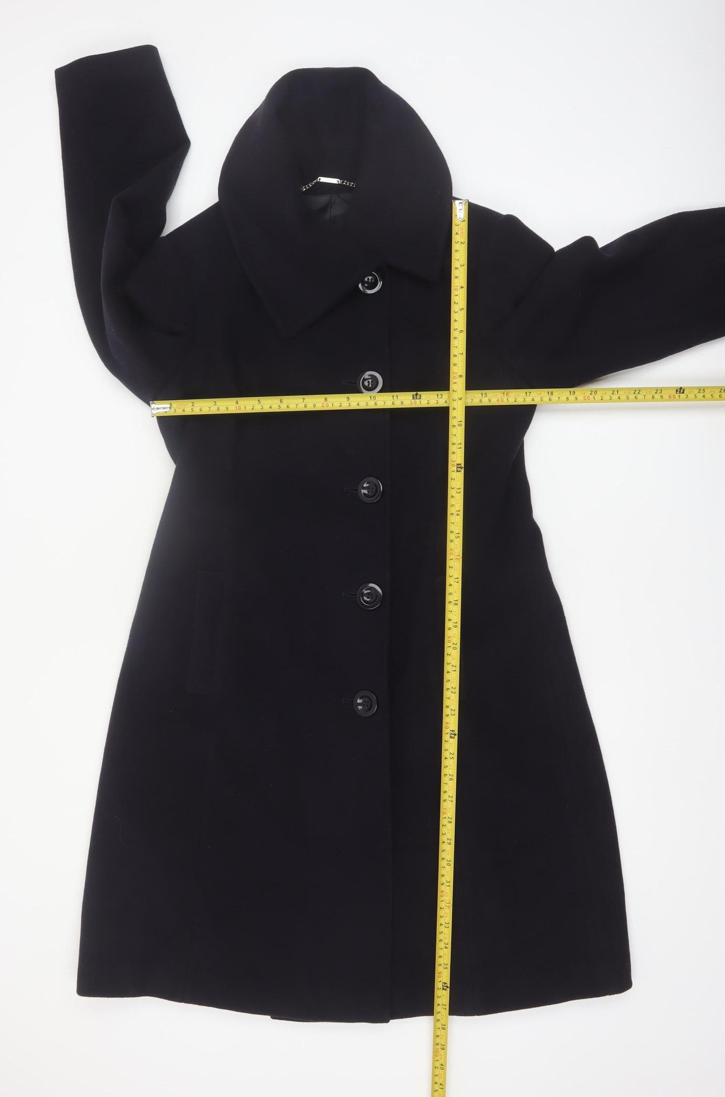 Laura Ashley Women's Navy Wool Cashmere Blend Long Coat UK 12