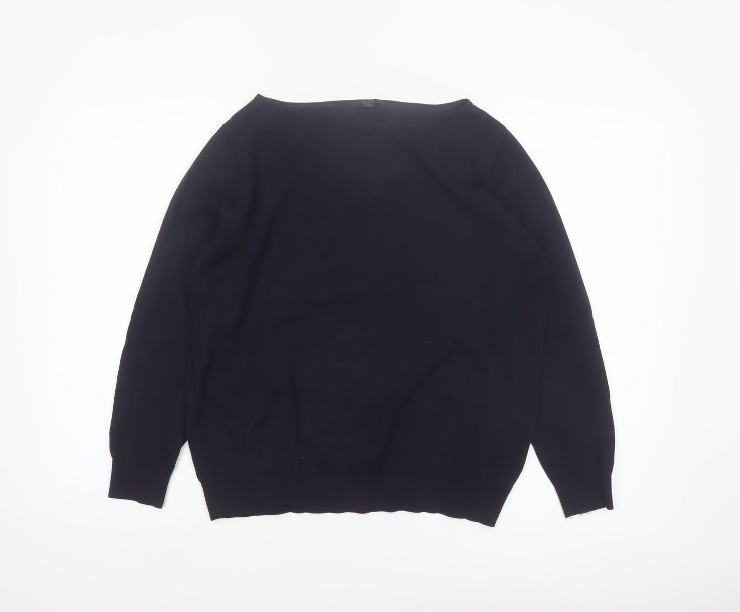 COS Womens Black Cotton Boat Neck Long Sleeve Pullover Jumper Size 12