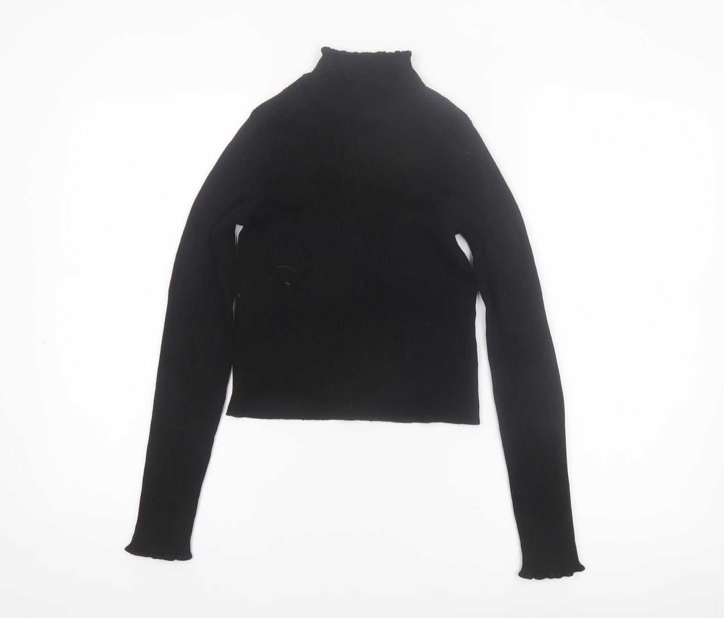 Pimkie Womens Black Slim Fit Mock Neck Long Sleeve Knit Jumper S