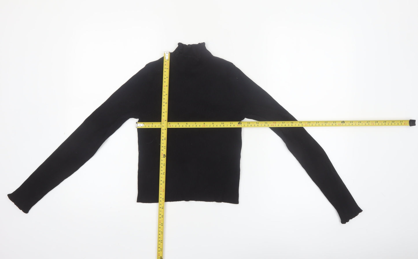 Pimkie Womens Black Slim Fit Mock Neck Long Sleeve Knit Jumper S