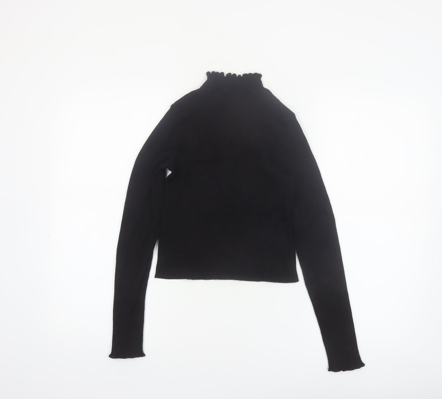 Pimkie Womens Black Slim Fit Mock Neck Long Sleeve Knit Jumper S