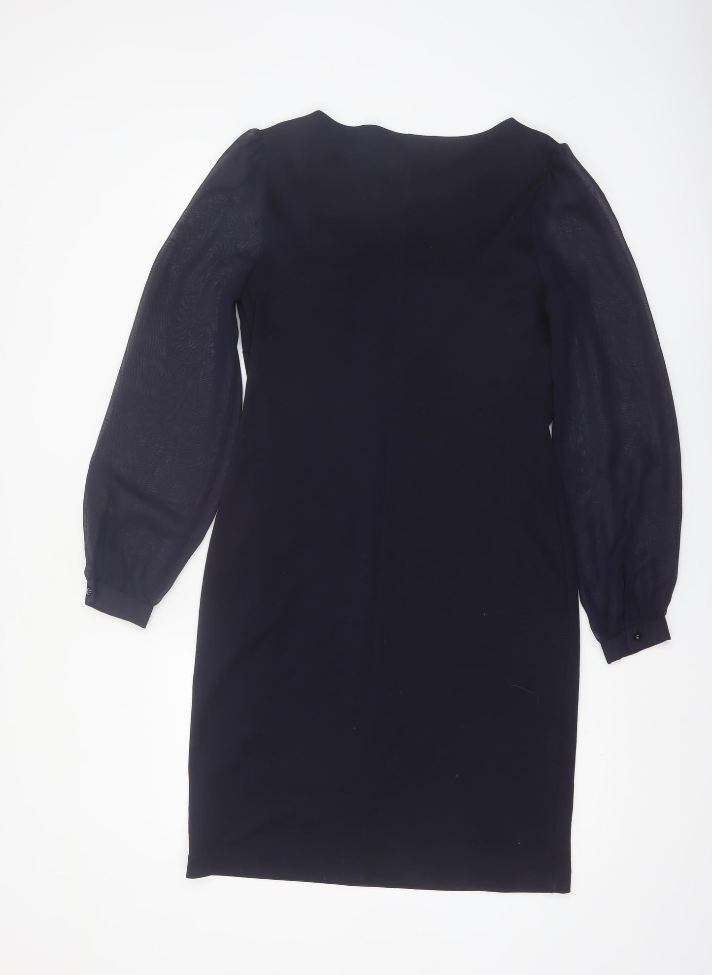Dunnes Women Black Beaded Shift Dress Size 10 Long Sleeve