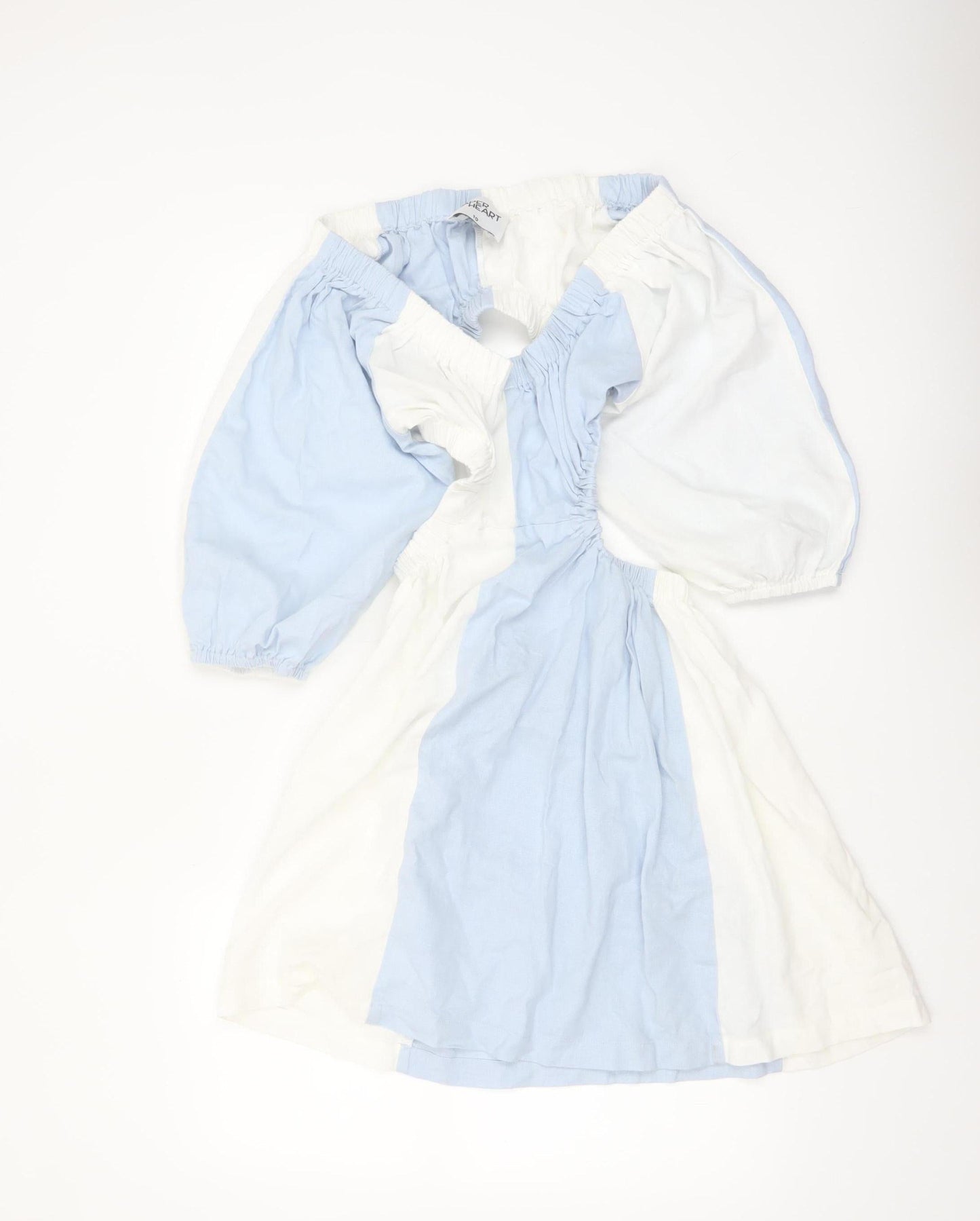 Paper Heart Women's Blue & White Off Shoulder A-Line Short Dress Size 10