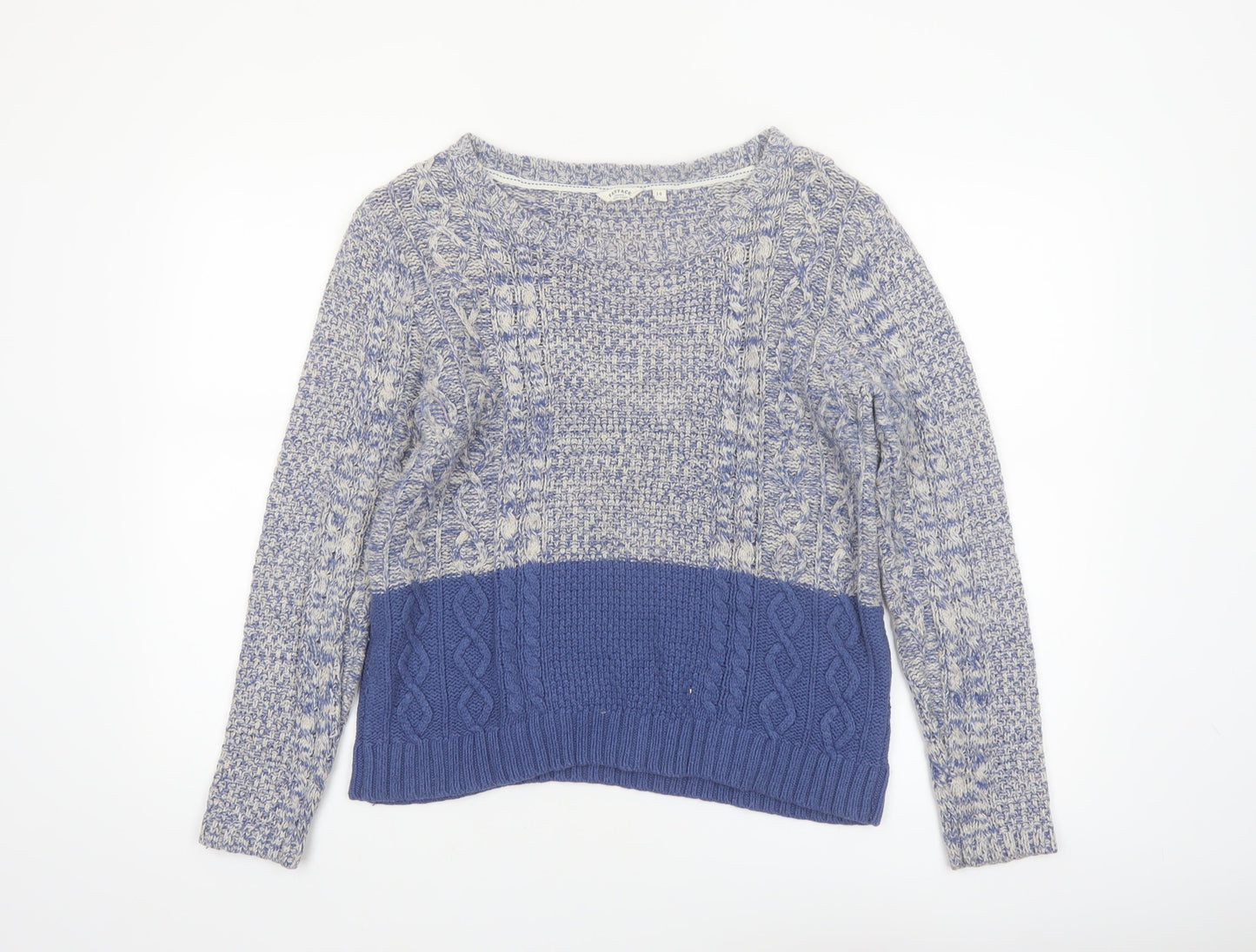 FatFace Women’s Blue Crew Neck Cable-Knit Jumper Size 14