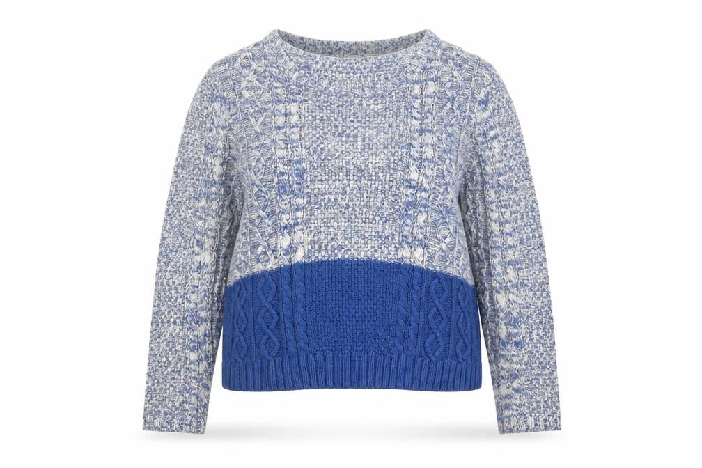 FatFace Women’s Blue Crew Neck Cable-Knit Jumper Size 14