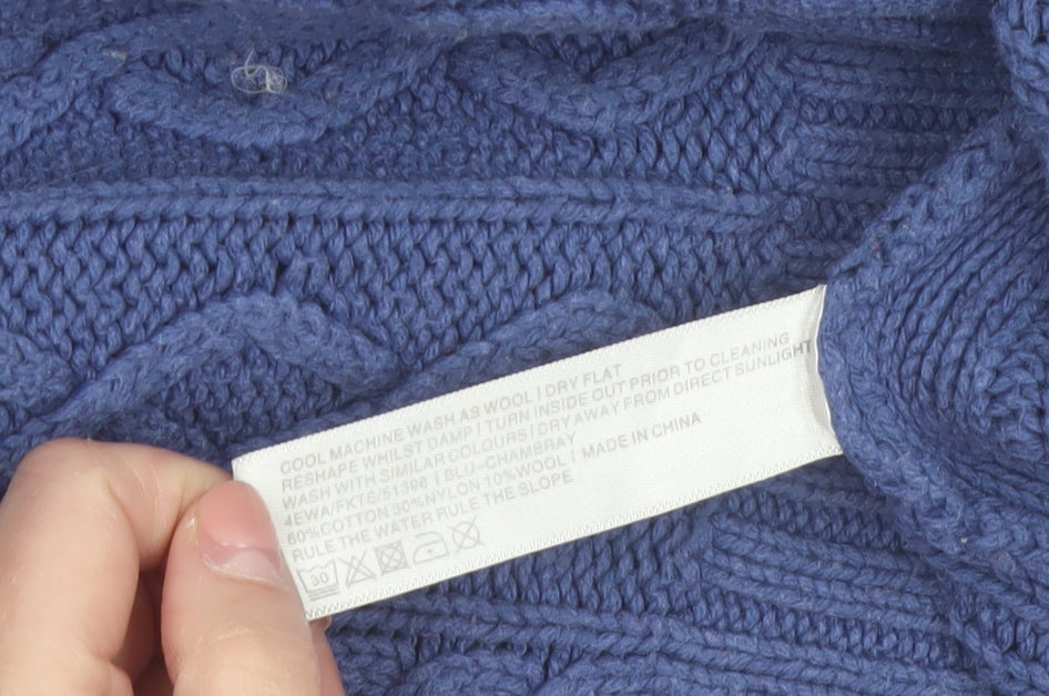 FatFace Women’s Blue Crew Neck Cable-Knit Jumper Size 14