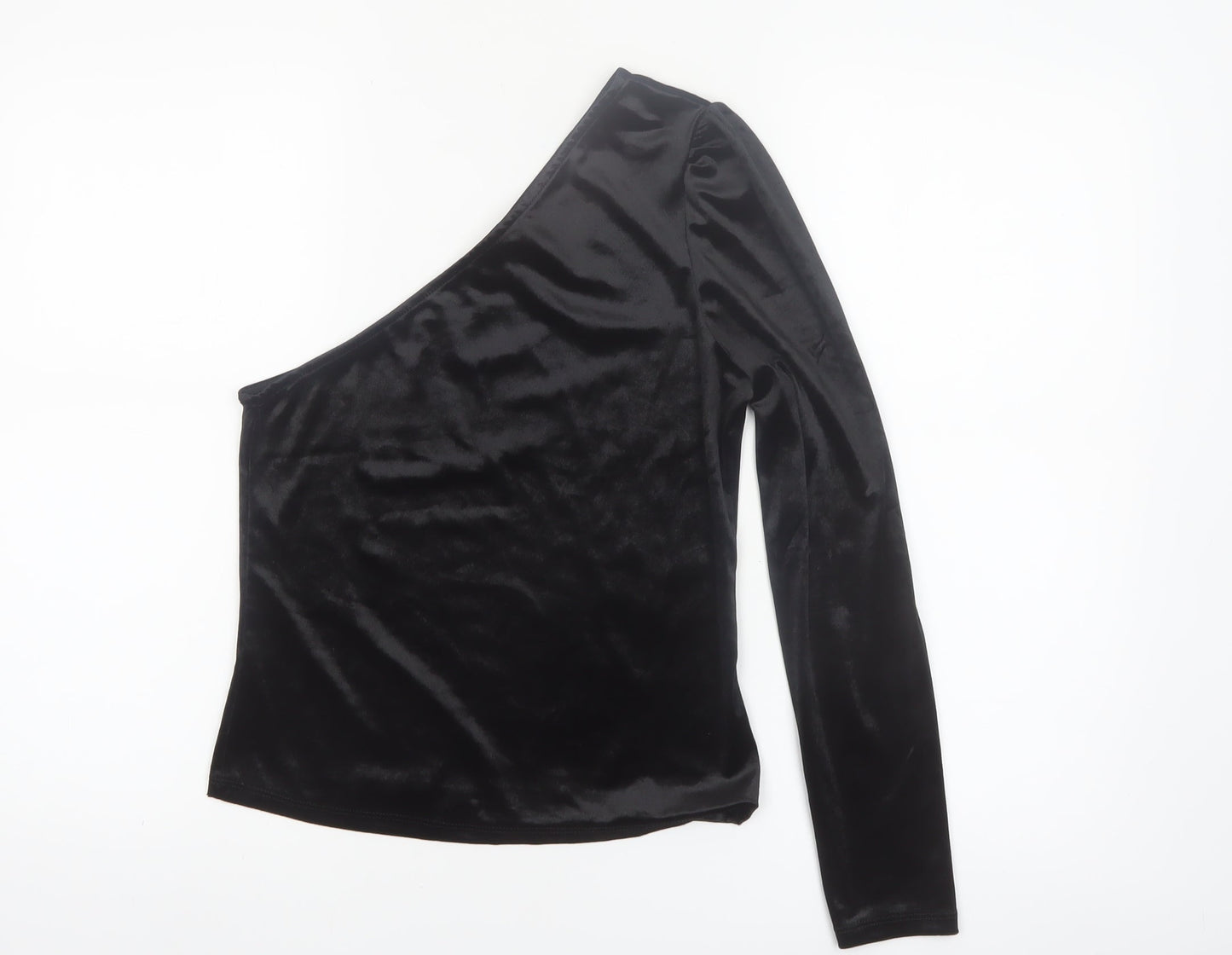 Vero Moda Women’s Black One Shoulder Velvet Long Sleeve Blouse Size S