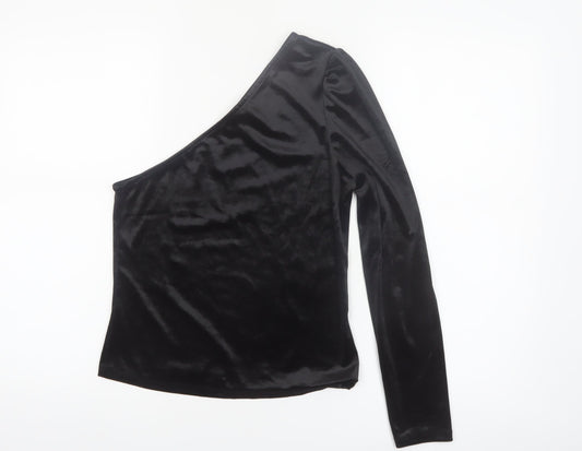 Vero Moda Women’s Black One Shoulder Velvet Long Sleeve Blouse Size S